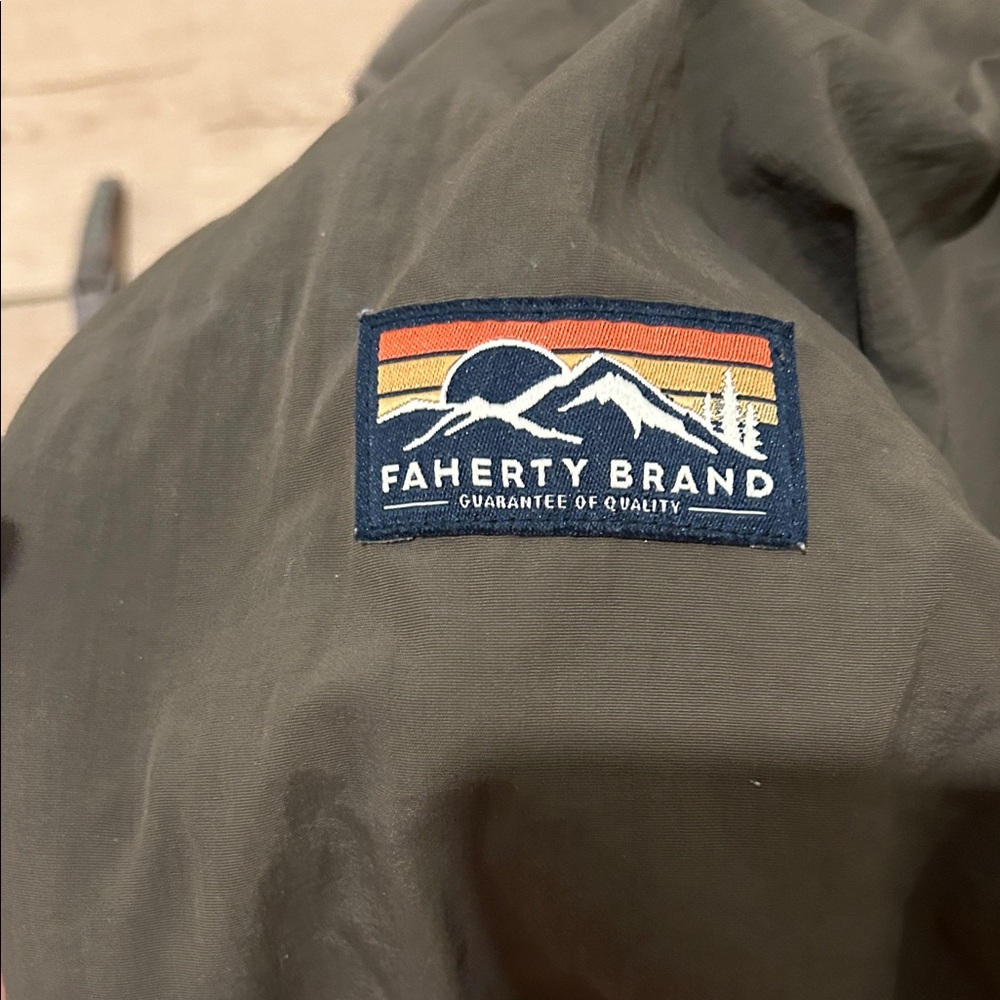 Faherty Forest Green Shirt with Logo Patch